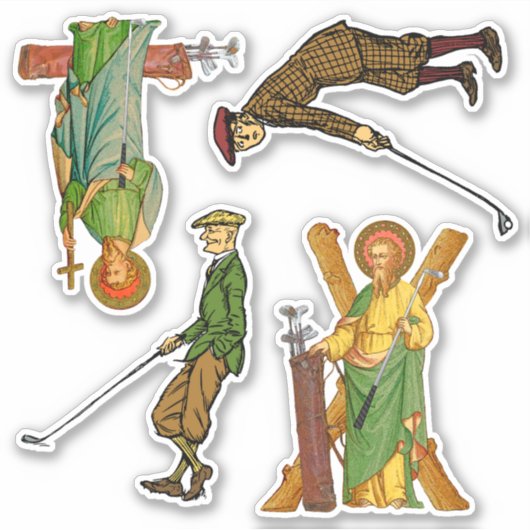 SS. Andrew & Jude en 2 Mannelijke Golfers  Sticker (Voorkant)
