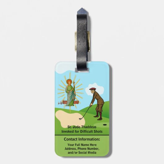 SS. Andrew & Jude met 2 Mannelijke Golfers Badge Bagagelabel (Achterkant verticaal)