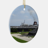 SS Badger Coal Ship Loading in Manitowoc WI Keramisch Ornament (Rechts)