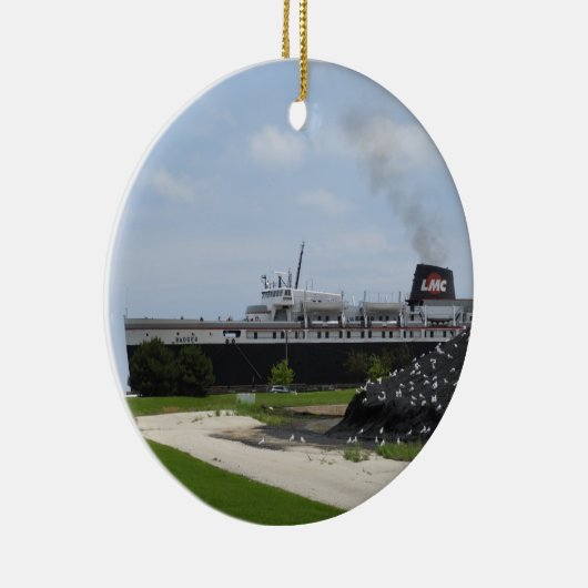 SS Badger Coal Ship Loading in Manitowoc WI Keramisch Ornament (Rechts)