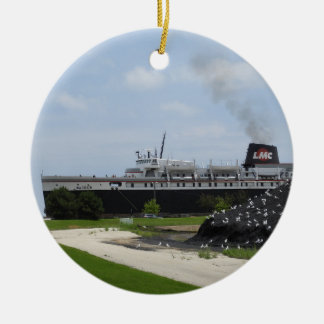 SS Badger Coal Ship Loading in Manitowoc WI Keramisch Ornament