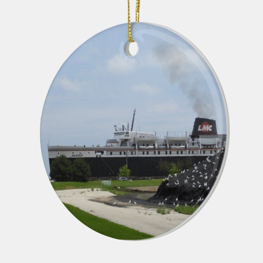 SS Badger Coal Ship Loading in Manitowoc WI Keramisch Ornament (Links)