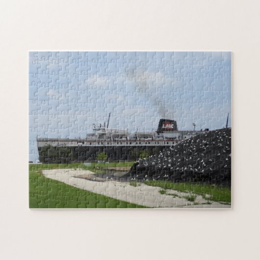 SS Badger kolenschip laden in Manitowoc WI puzzel (Horizontaal)