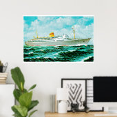ss Bergenfjord op Zee Poster (Thuiskantoor)