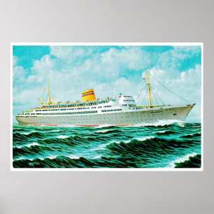 ss Bergenfjord op Zee Poster