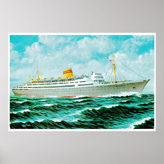ss Bergenfjord op Zee Poster (Voorkant)