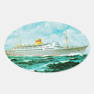 ss Bergensfjord op Zee Ovale Sticker