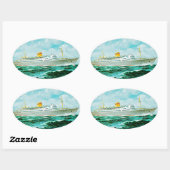 ss Bergensfjord op Zee Ovale Sticker (Vel)