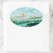 ss Bergensfjord op Zee Ovale Sticker (Tas)