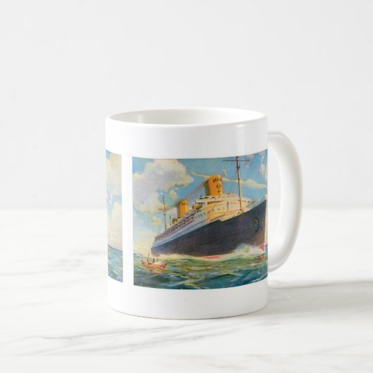 SS Bremen in Zee Koffiemok (Voorkant rechts)