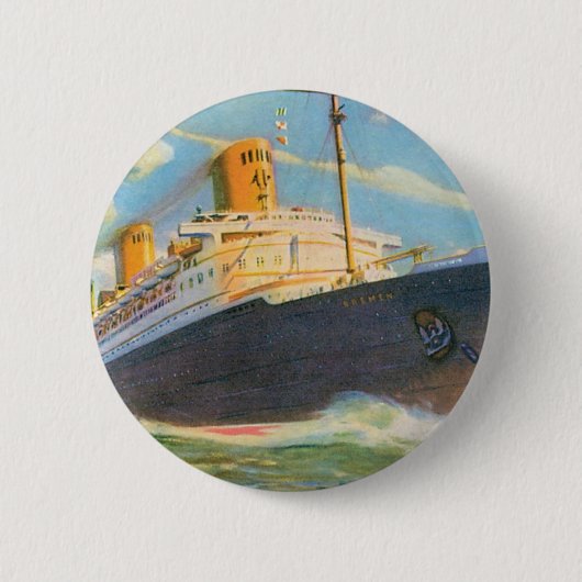 SS Bremen in Zee Ronde Button 5,7 Cm (Voorkant)