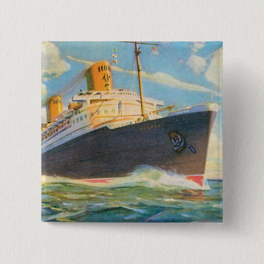 SS Bremen in Zee Vierkante Button 5,1 Cm (Voorkant)