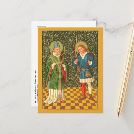 SS. Briefkaart van Fabian & Sebastian (PA 01) (Voorkant / Achterkant in situ)