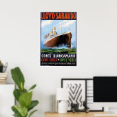 SS Conte Biancamano -  scheepsreclame Poster (Thuiskantoor)