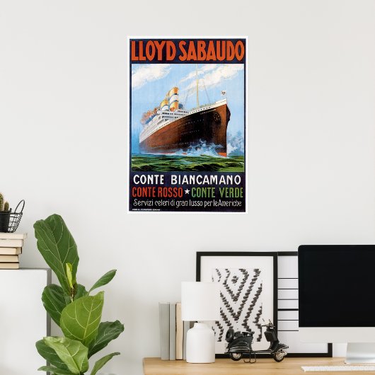 SS Conte Biancamano -  scheepsreclame Poster (Thuiskantoor)