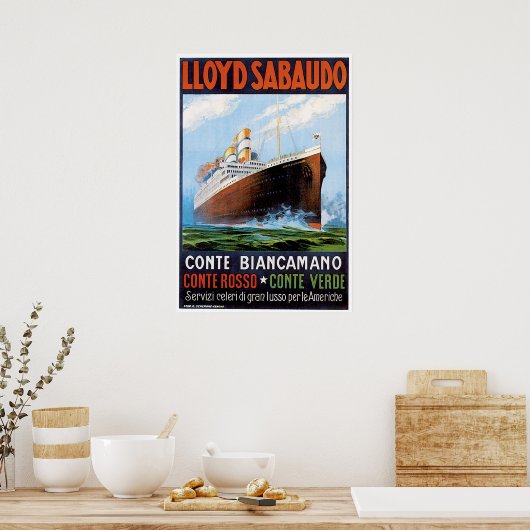 SS Conte Biancamano -  scheepsreclame Poster (Keuken)