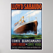 SS Conte Biancamano -  scheepsreclame Poster (Voorkant)