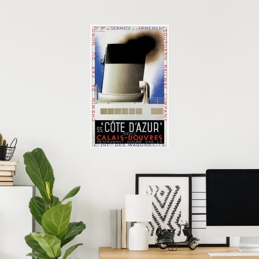 SS Côte d'Azur Ship Advertisement Poster (Thuiskantoor)