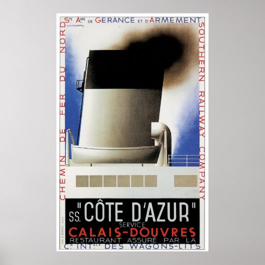 SS Côte d'Azur  Ship Advertisement Poster (Voorkant)