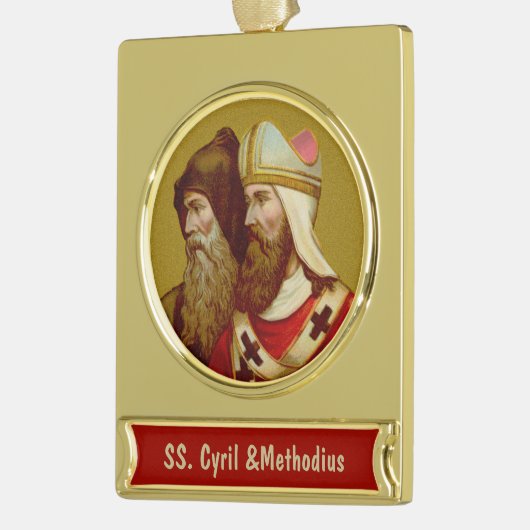 SS. Cyril & Methodius (M 001) Verguld Banner Ornament (Links)