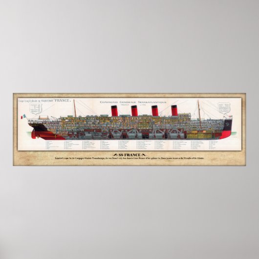 SS France cutaway/Inboard Porfile Poster (Voorkant)