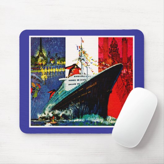 ss Frankrijk met Eiffeltoren en Vrijheidsbeeld Muismat (Met muis)