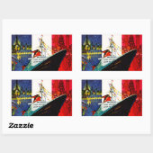 ss Frankrijk met Eiffeltoren en Vrijheidsbeeld Rechthoekige Sticker (Vel)