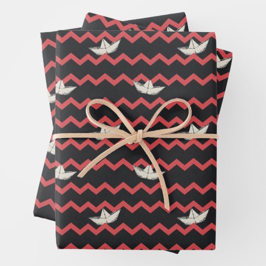 SS Georgie Boat Chevron Pattern Inpakpapier Vel (In situ)