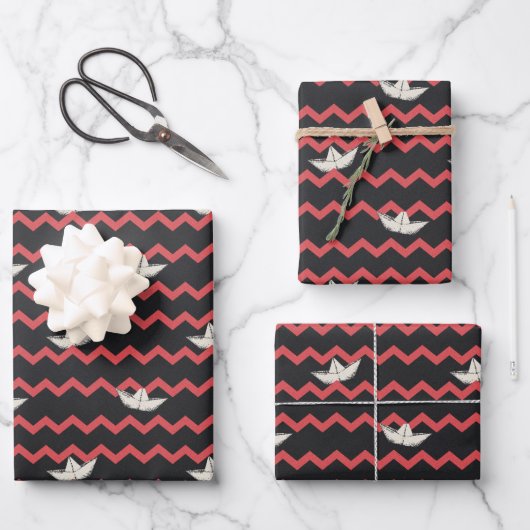 SS Georgie Boat Chevron Pattern Inpakpapier Vel (Voorkant)