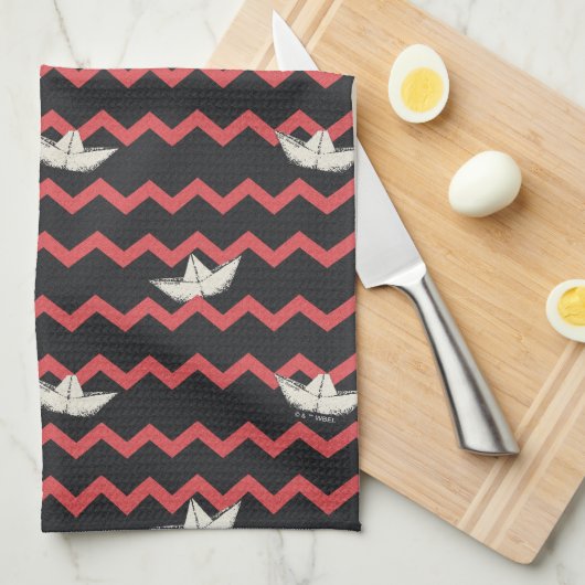 SS Georgie Boat Chevron Pattern Theedoek (Quarter Fold)