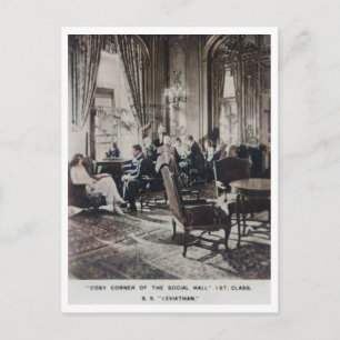 SS Leviathan Eerste Klasse Sociale Zaal Antiek Briefkaart