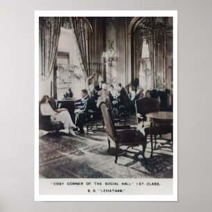 SS Leviathan Eerste Klasse Sociale Zaal Antiek Poster