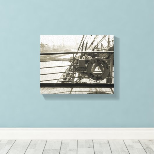 SS Luxury Liner Cruise Ship 1930 Deck Canvas Afdruk (Insitu (Houten vloer))