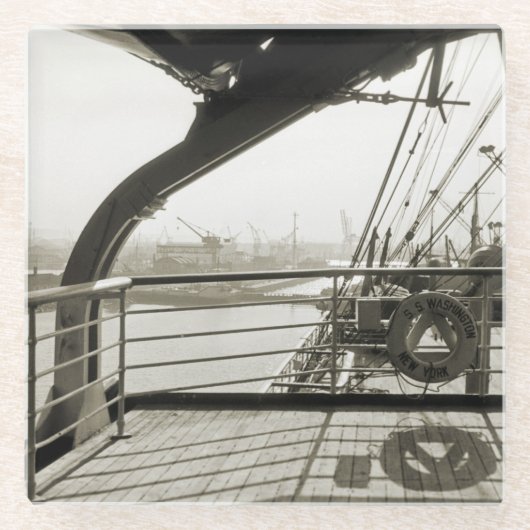 SS Luxury Liner Cruise Ship 1930 Deck Glazen Onderzetter (Voorkant)
