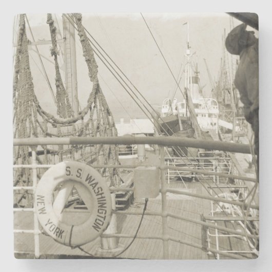 SS Luxury Liner Cruise Ship 1930 Deck Stenen Onderzetter (Voorkant)