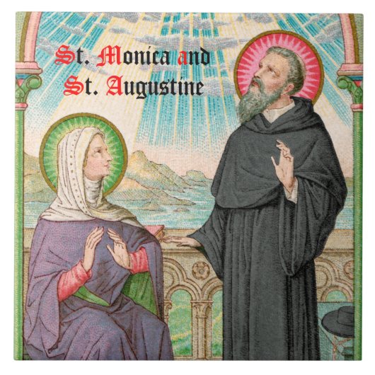 SS. Monica en Augustinus te Ostia (SAU 047) Tegeltje (Voorkant)