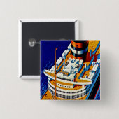 SS Nieuw Amsterdam Vierkante Button 5,1 Cm (Voorkant /achterkant)