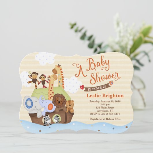 SS Noah / Noah's Ark Baby shower Uitnodiging (Staand voorkant)