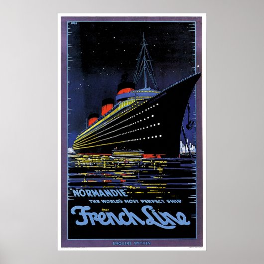 SS Normandie French Line Ship Ad Poster (Voorkant)