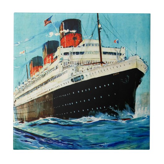 ss Paris ~ French Line Tegeltje (Voorkant)