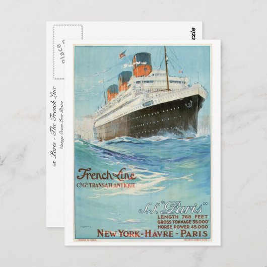 ss Paris - The French Line Briefkaart (Voorkant / Achterkant)