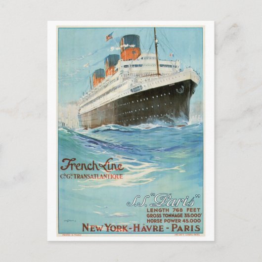 ss Paris - The French Line Briefkaart (Voorkant)