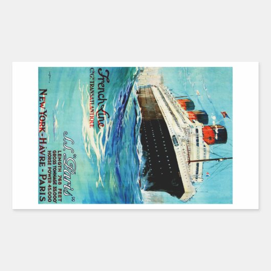 ss Paris - The French Line Rechthoekige Sticker (Voorkant)