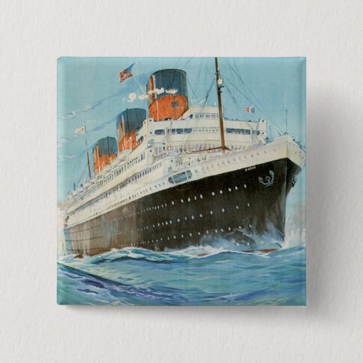 ss Paris - The French Line Vierkante Button 5,1 Cm (Voorkant)