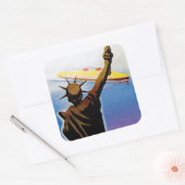 ss Rex over vrijheidsbeeld Vierkante Sticker (Envelop)