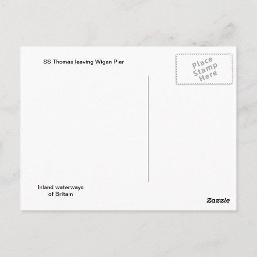 SS Thomas verlaat Wigan Pier Briefkaart (Achterkant)