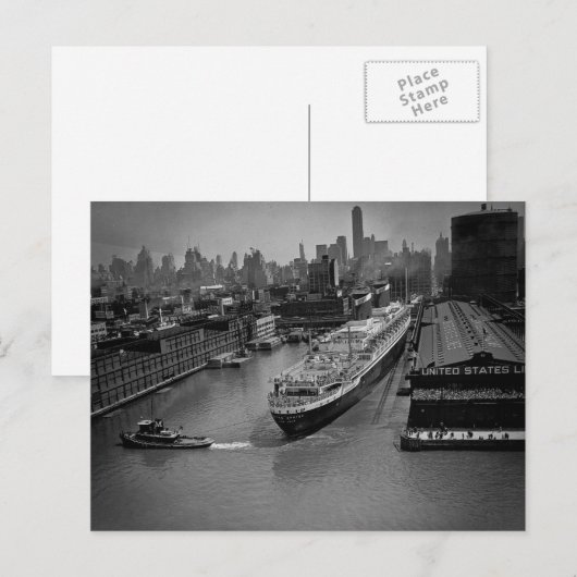 SS Verenigde Staten bij Pier in New York City Briefkaart (Voorkant / Achterkant)