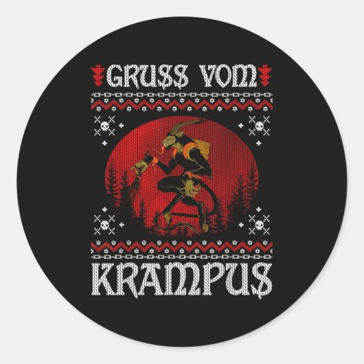 Ss Vom Krampus Christmas Evil Xmas Horror Ugly Swe Ronde Sticker (Voorkant)