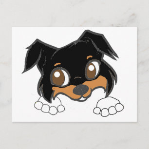 SS zwart-witte cartoon Peeking briefkaart