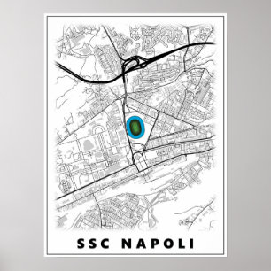 SSC Napoli Stadion Kaart Ontwerp Poster